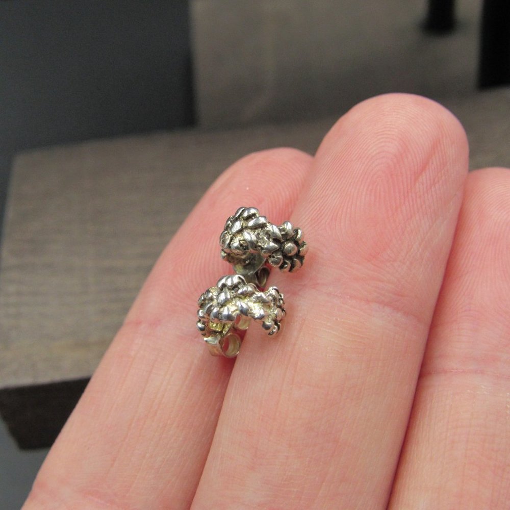 Sterling Silver Tiny Flower Rustic Earrings - image 3